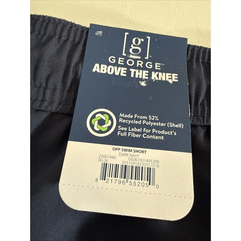 George Above the Knee Swim Shorts Mens Sz 3XL 48-50 Blue Pockets 6 in Inseam NEW